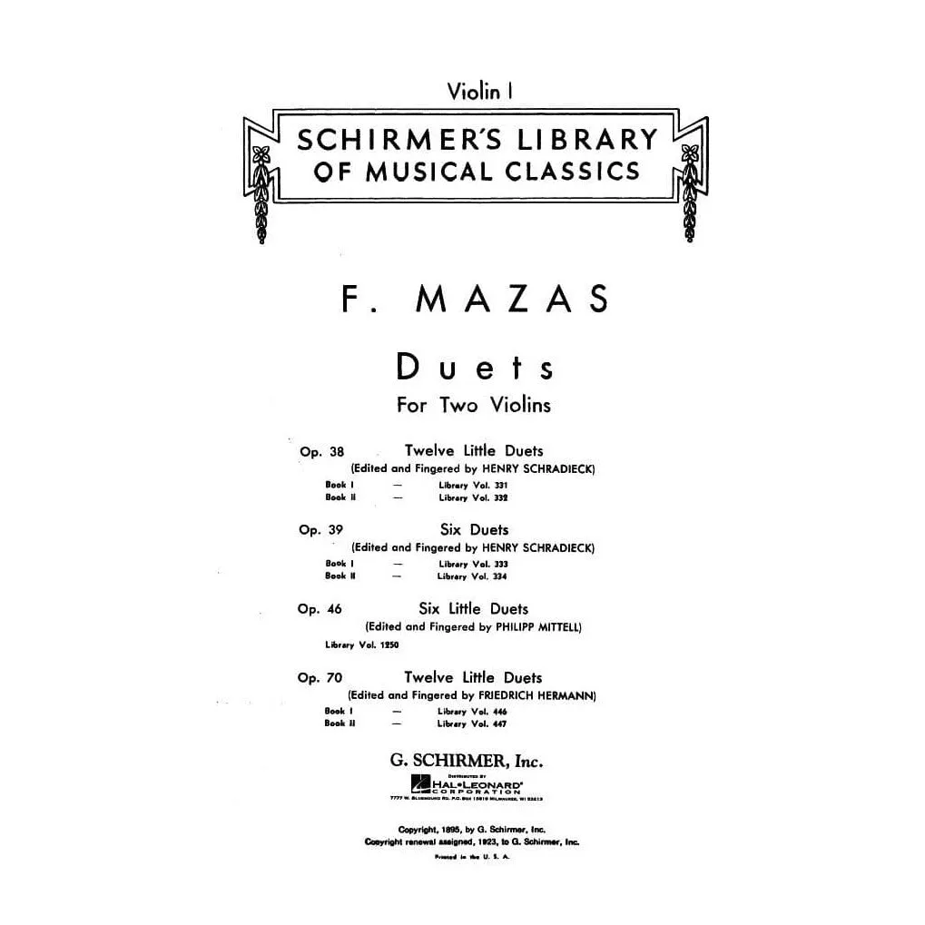Shar Music Mazas Six Duets Op 39 Buch 1 Noten 2 Violinen
