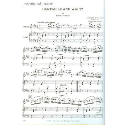 Paganini Cantabile und Walzer Violinnnoten Violine Klavier