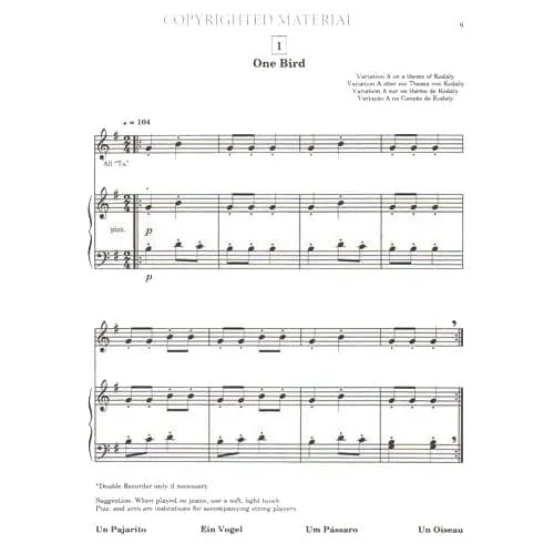 Suzuki Recorder School Vol 1 Alt Klavierbegleitung Noten