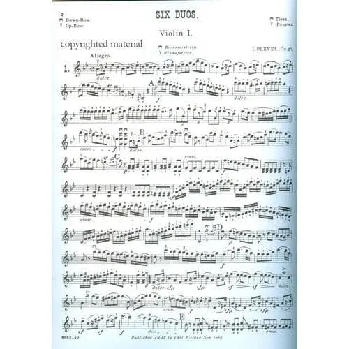 Carl Fischer Pleyel Six Duos Op 23 Violinduo Noten 2 Violinen