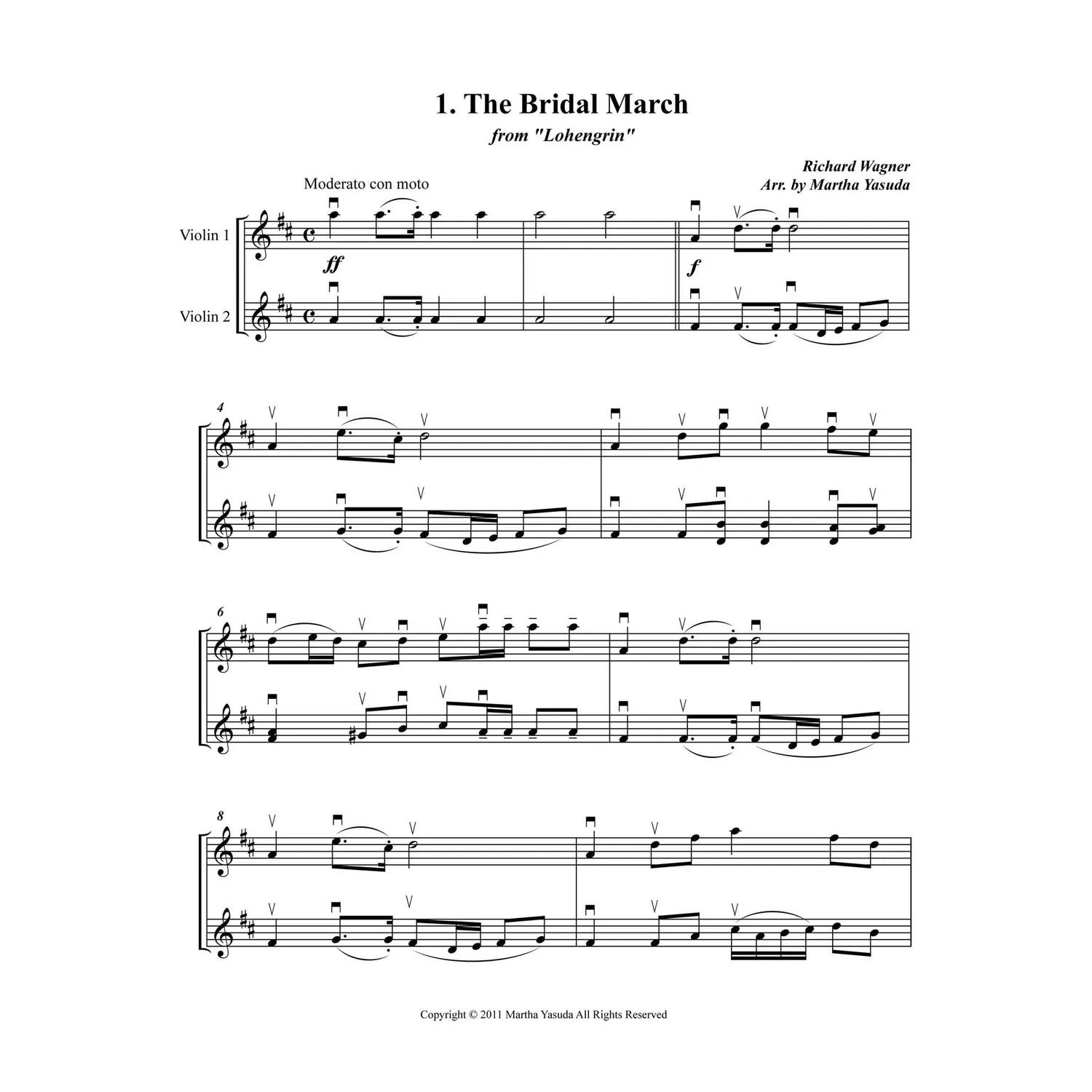 Yasuda Wedding Melodies Streicher Noten 2-4 Spieler