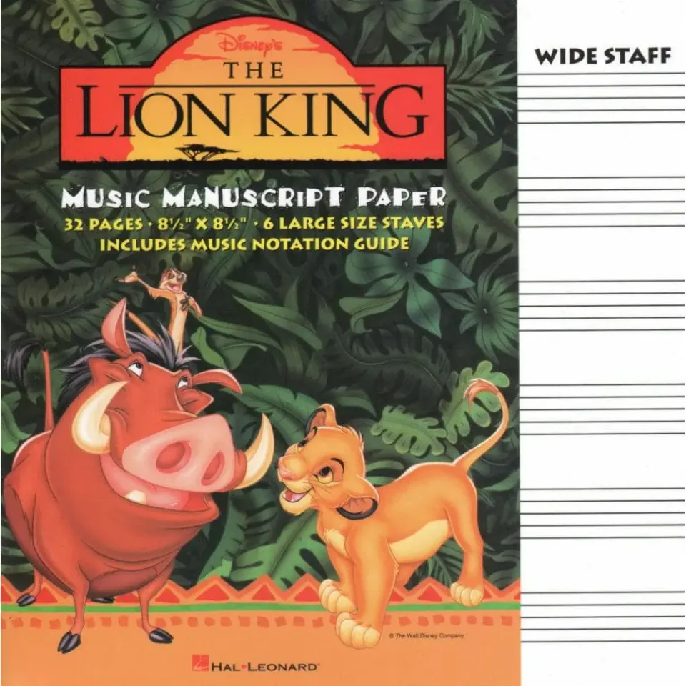 Shar Music Lion King Manuskriptpapier Notenpapier 12 Systeme