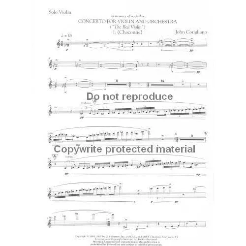 John Corigliano Red Violin Konzert Noten Violine Klavier