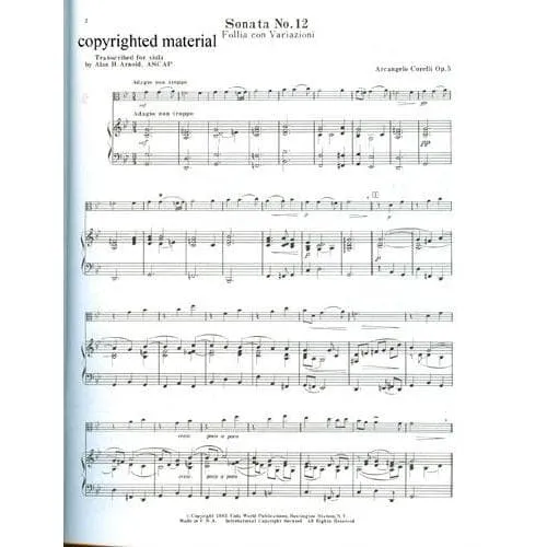 Corelli Sonate La Folia Op 5 Nr 12 Bratschennoten