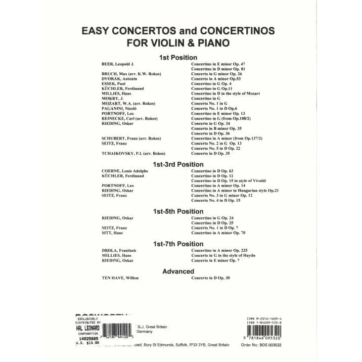 Bosworth Portnoff Concertino e-Moll Op 13 Violinnoten mit Klavier