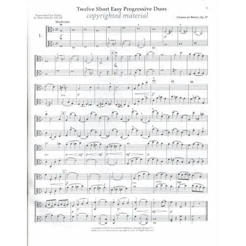 Viola World Bériot Op. 87 Duos Noten für 2 Bratschen
