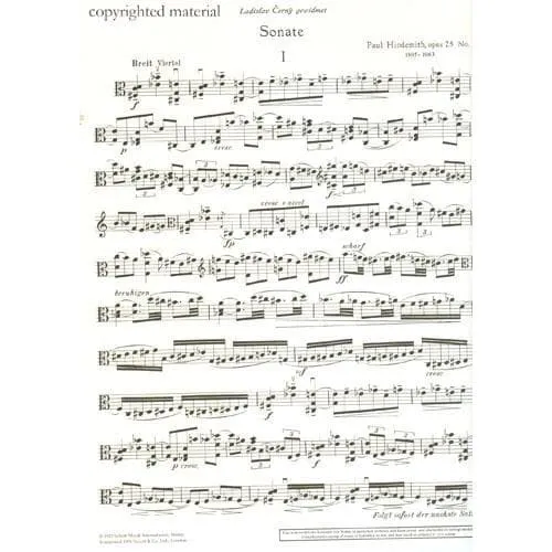 Schott Hindemith Sonate Op 25 Nr 1 Viola Solo Noten