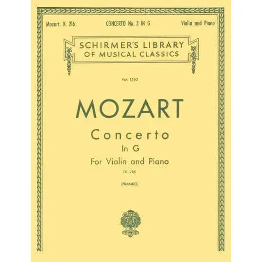 Shar Music Mozart Konzert Nr 3 G-Dur K 216 Noten Violine Klavier