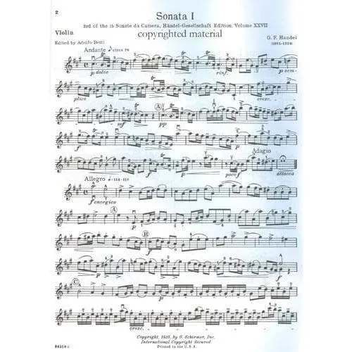 Händel Sechs Sonaten Violine Klavier G Schirmer