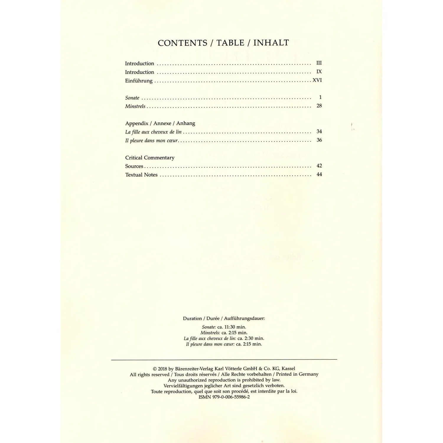 Debussy Werke Violine Klavier Noten Bärenreiter Urtext