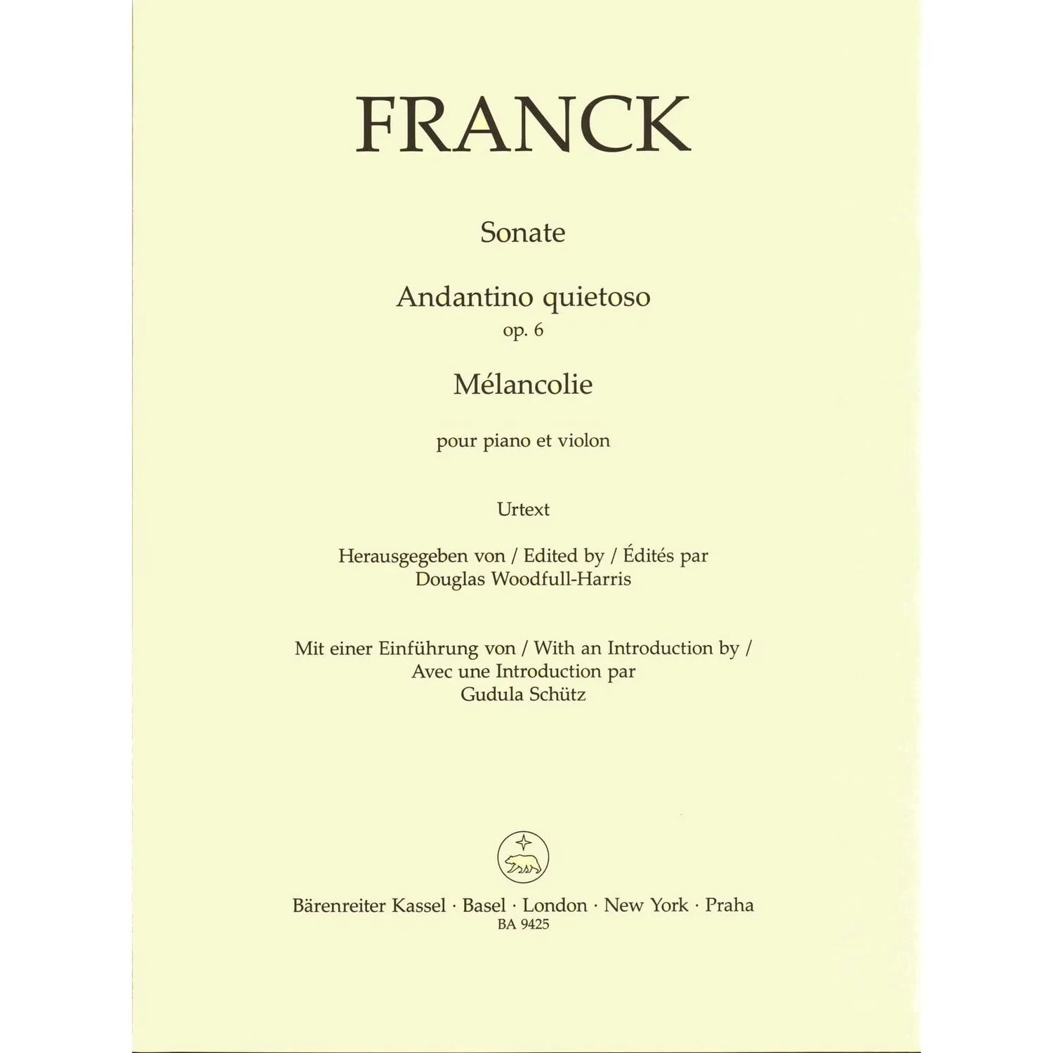 Shar Music Franck Sonate Violin Noten für Violine Klavier Urtext