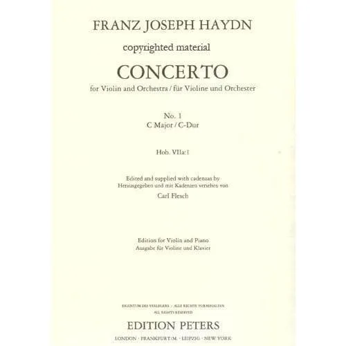 Peters Haydn Konzert C-Dur Hob VIIa:1 Violinnoten