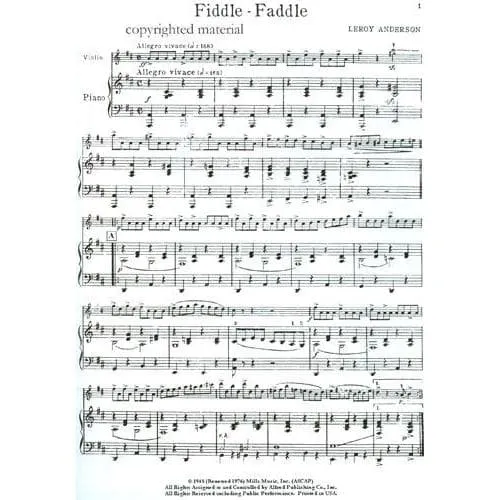 Anderson Fiddle-Faddle Noten Violine Klavier Alfred