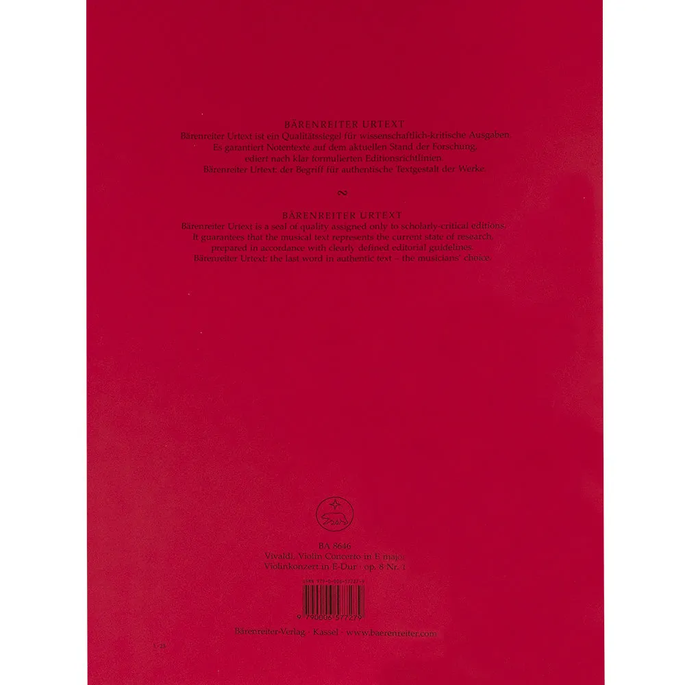 Bärenreiter Vivaldi Frühling Noten Violine Klavier E-Dur