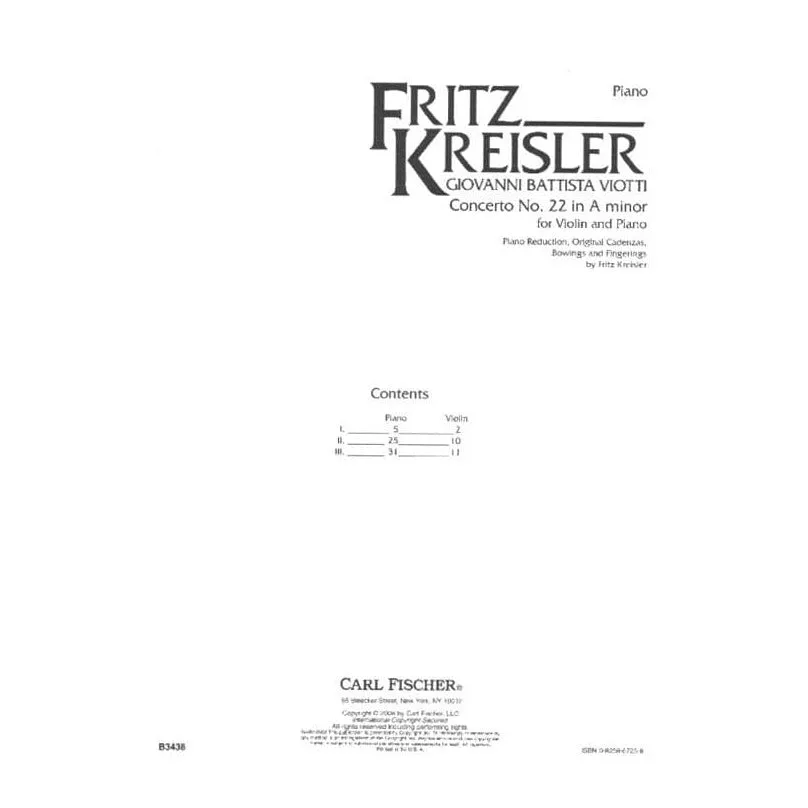 Carl Fischer Viotti Konzert 22 a-moll Violinenoten Kreisler