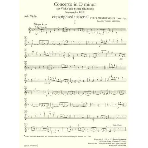 Edition Peters Mendelssohn Konzert d-Moll 1822 Violinnoten