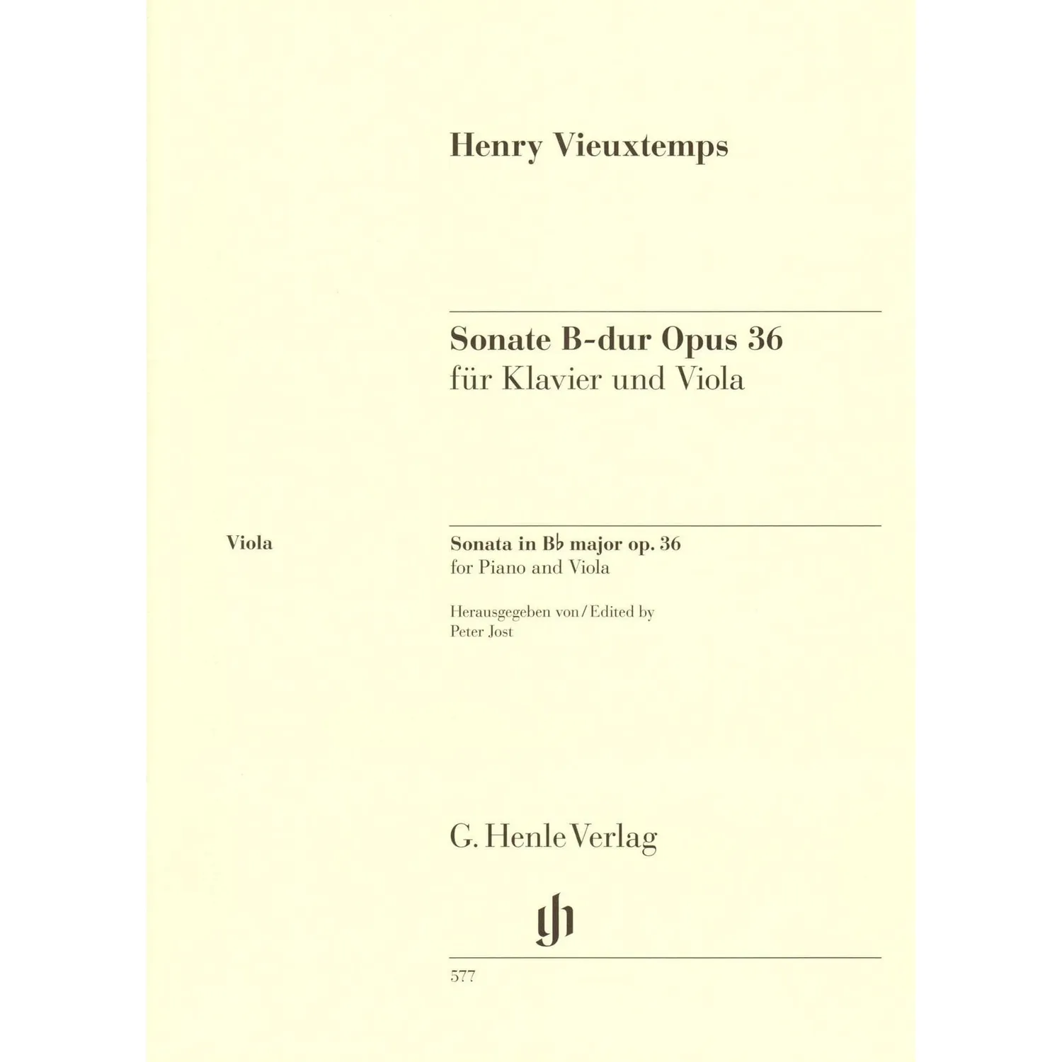 Henle Vieuxtemps Sonate B-Dur op. 36 Bratschennoten Klavier