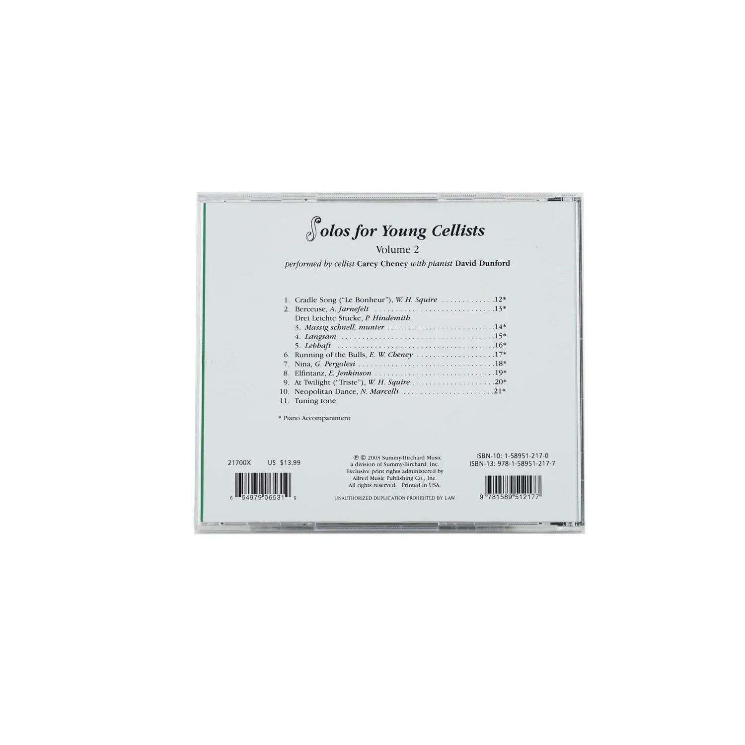 Cheney Solos for Young Cellists Vol. 2 CD Cello