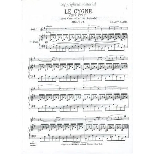 Carl Fischer The Swan Bratschennoten Viola Klavier leicht