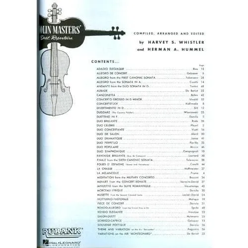 Rubank Whistler Violin Master's Duet Noten 2 Violinen
