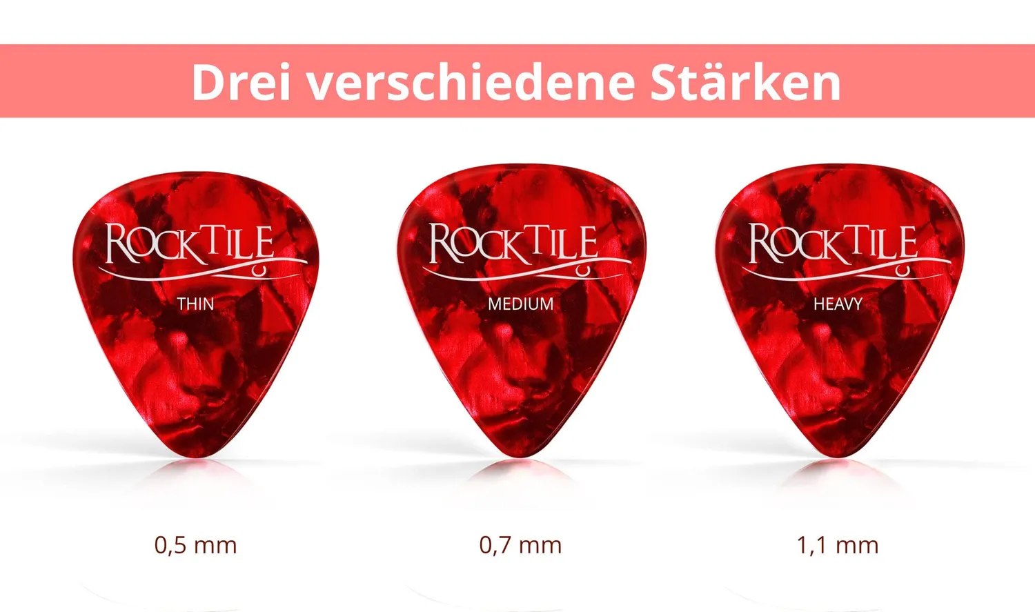 Rocktile Plektren Red Tortoise 36er Set Thin Medium Heavy