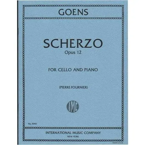 International Goens Scherzo Op 12 Noten Cello Klavier Fournier
