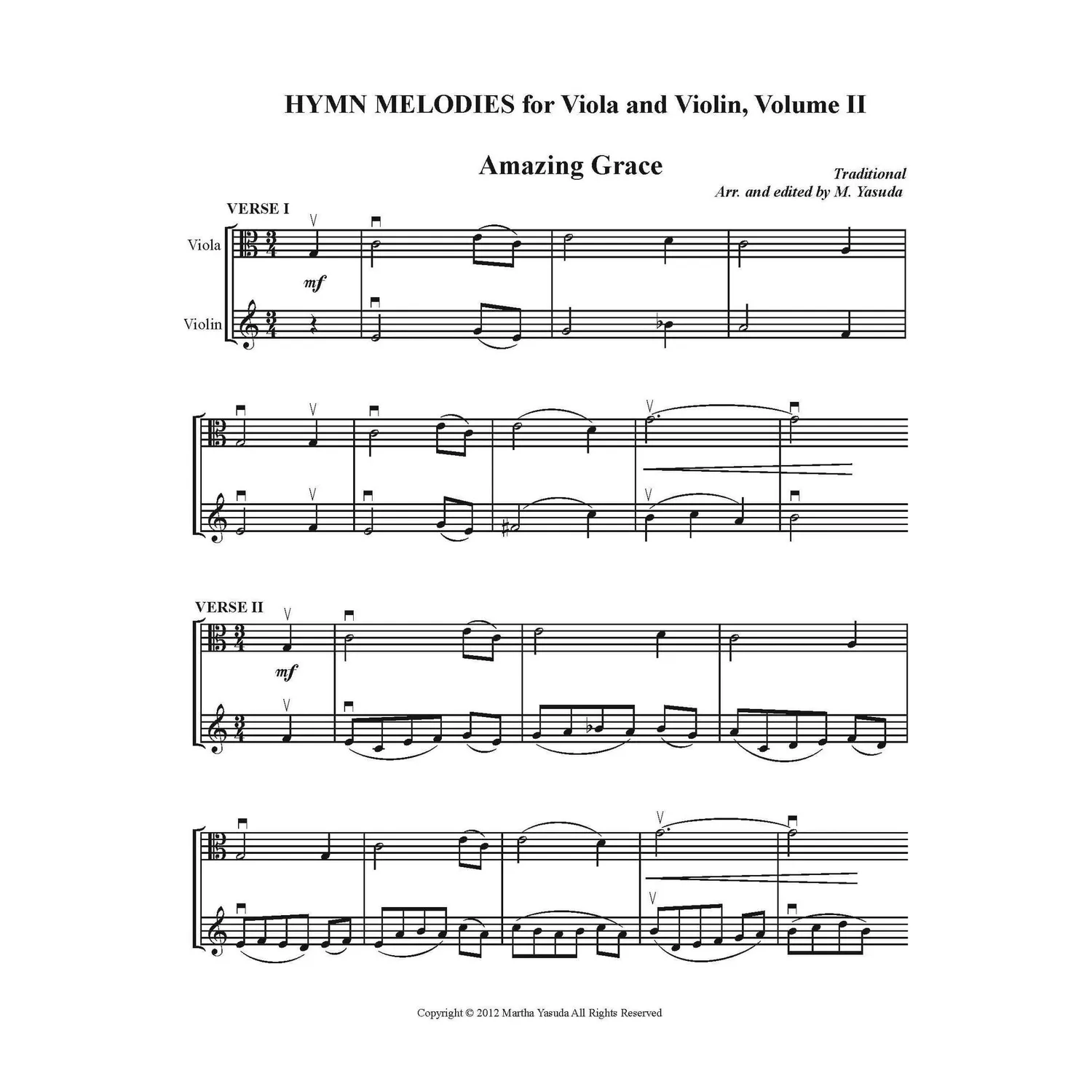 Yasuda Hymn Melodies Vol. II Noten Download Viola Violine