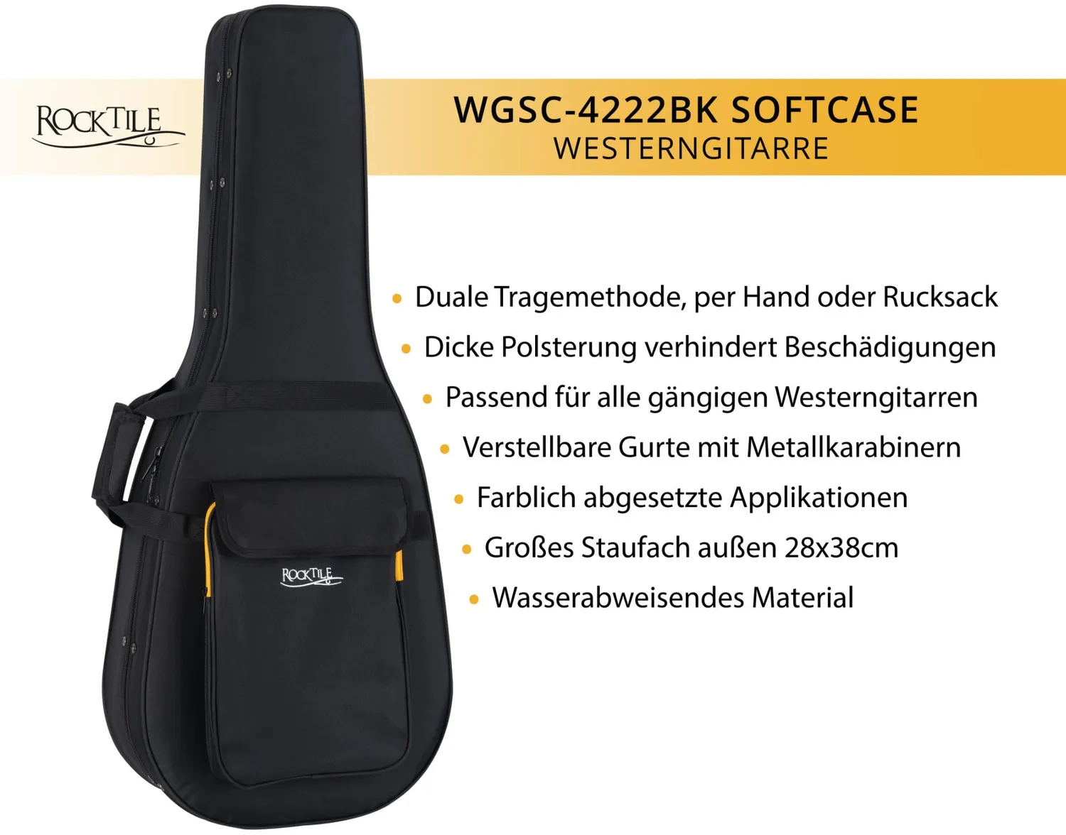 Rocktile WGSC-4222BK Gigbag Westerngitarre schwarz