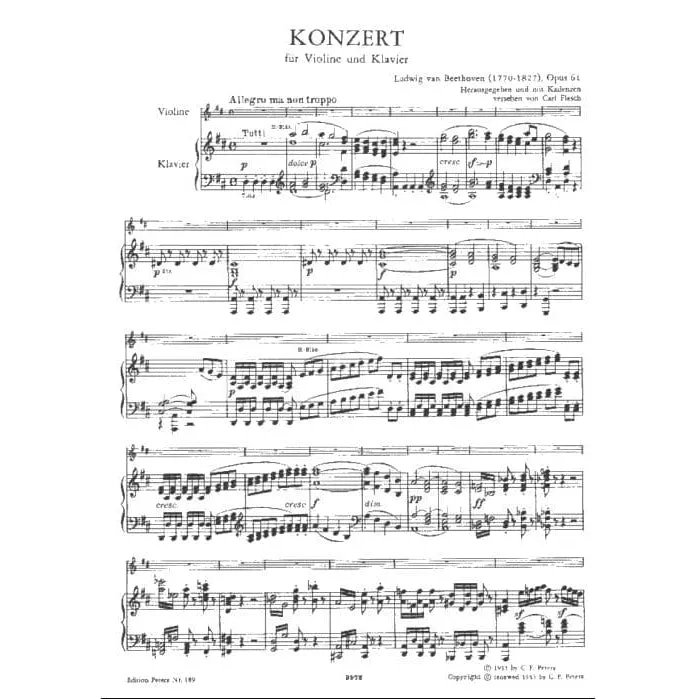 Peters Beethoven Violinkonzert Op 61 Noten Violine Klavier Flesch