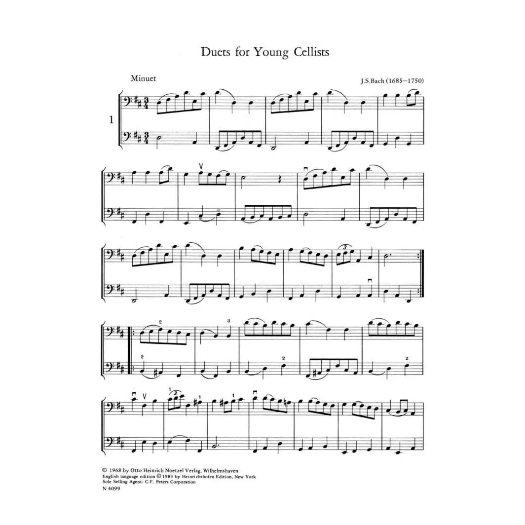 Shar Music Bach Duette junge Cellisten Noten 2 Celli