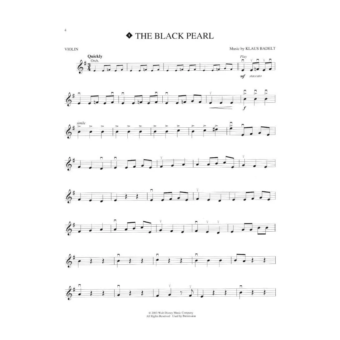 Hal Leonard Pirates of the Caribbean Violine Notenbuch