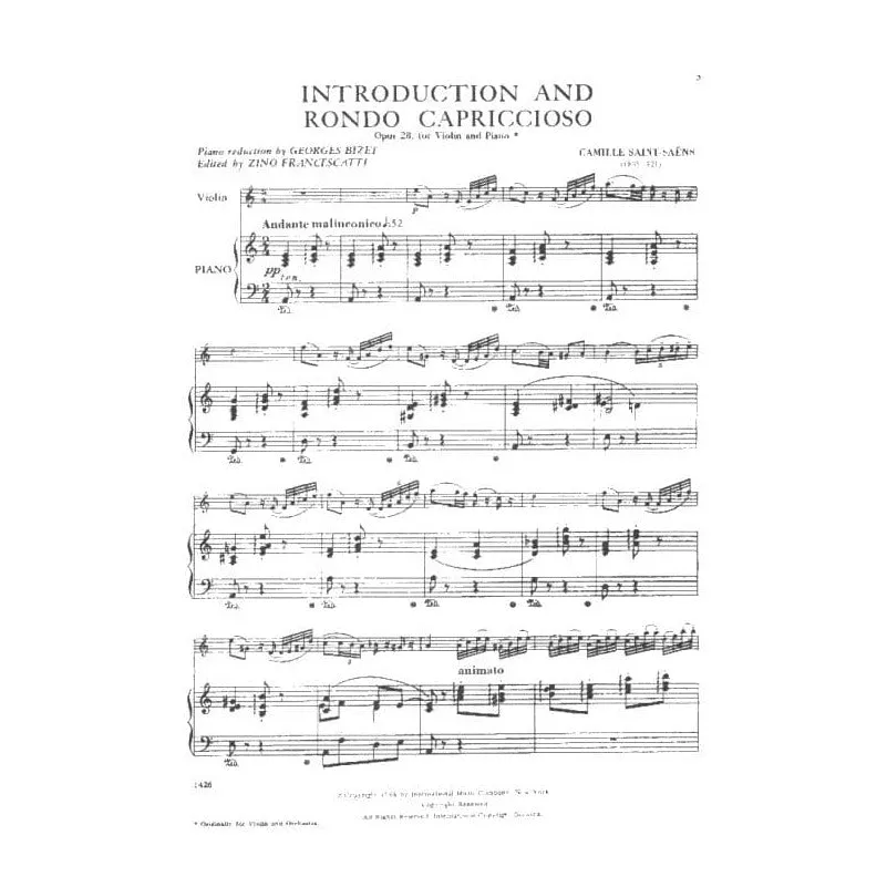 Saint-Saëns Introduction Rondo Capriccioso Op 28 Noten Violine