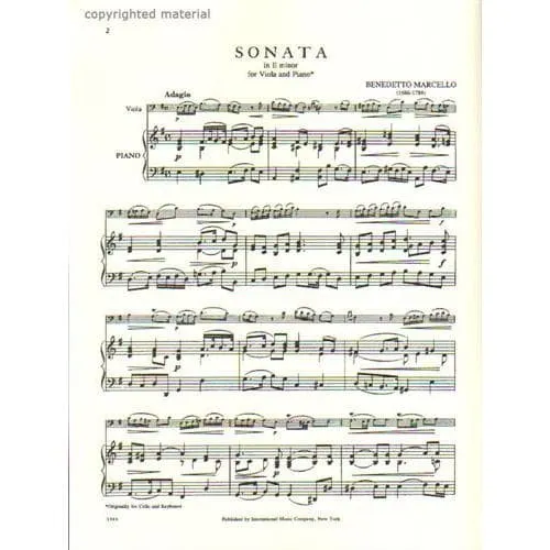 International Marcello Sonate e-moll Bratschennoten mit Klavier