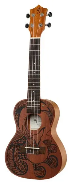 Harley Benton Standard Hawaii Dolphin Tattoo Konzert Ukulele Mahagoni