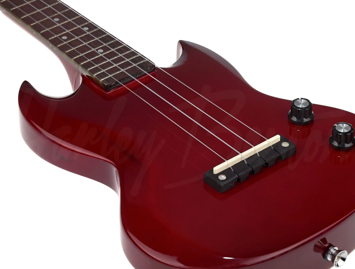 Harley Benton DC-Ukulele CH E-Ukulele Sopran Kirschrot 18 Bünde