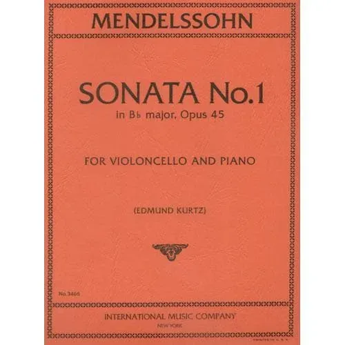 Mendelssohn Sonate Nr.1 B-Dur Op.45 Noten Cello Klavier
