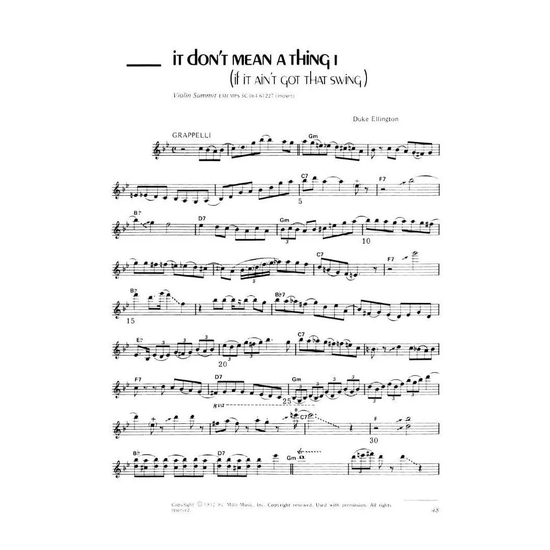 Music Sales Grappelli Jazz Violin Geigennoten Soli