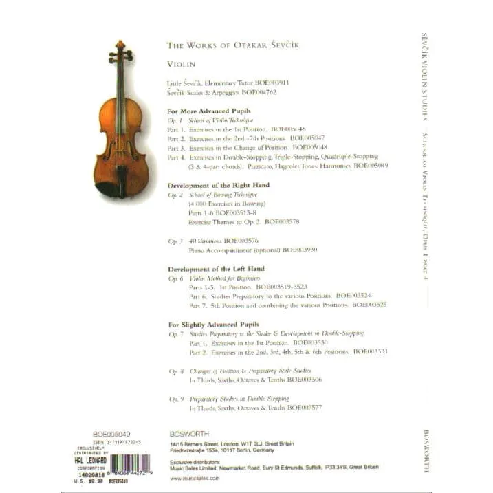 Sevcik Violinschule Op. 1 Heft 4 Noten 1. Lage Bosworth