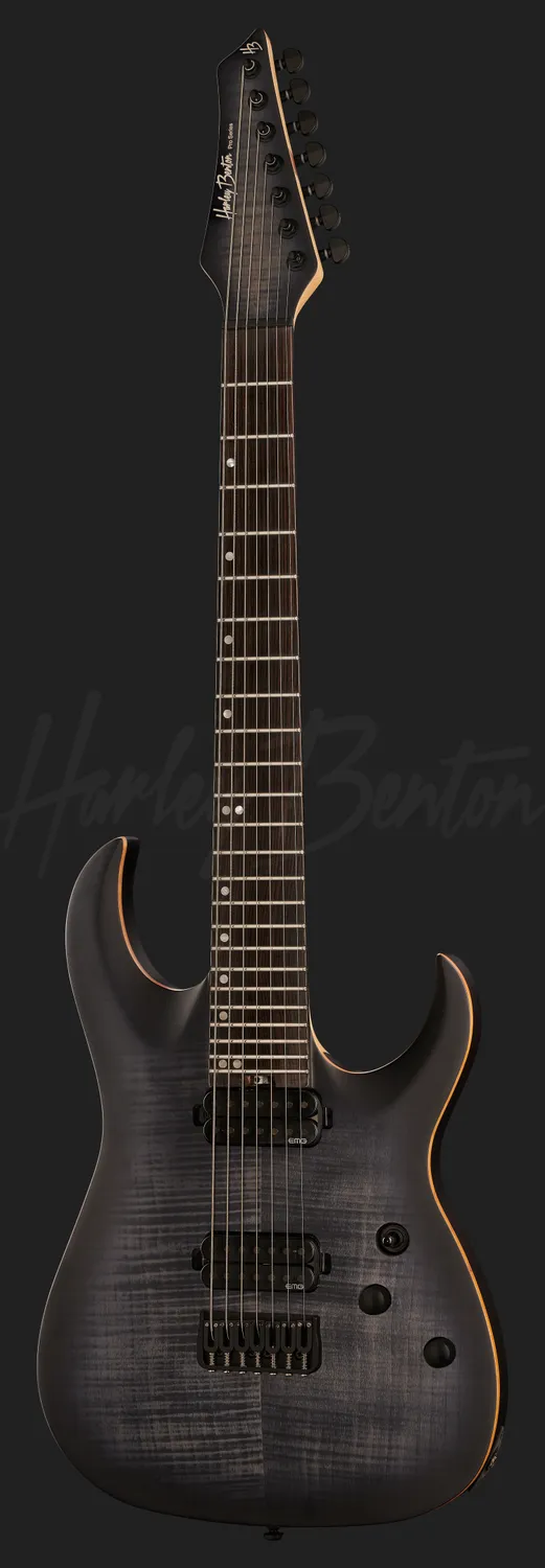 Harley Benton Amarok-7 7-Saiter E-Gitarre Flame Burst EMG