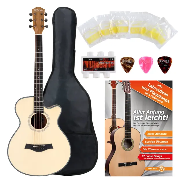 Rocktile WSC-100C NT Westerngitarre Starter Set natur Concert