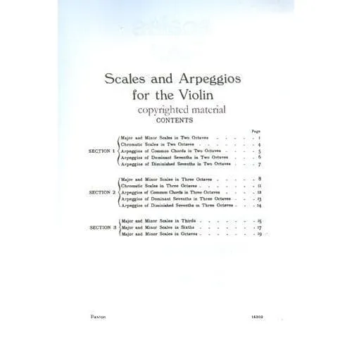 Paxton Music Scales and Arpeggios Noten für Violine Technik