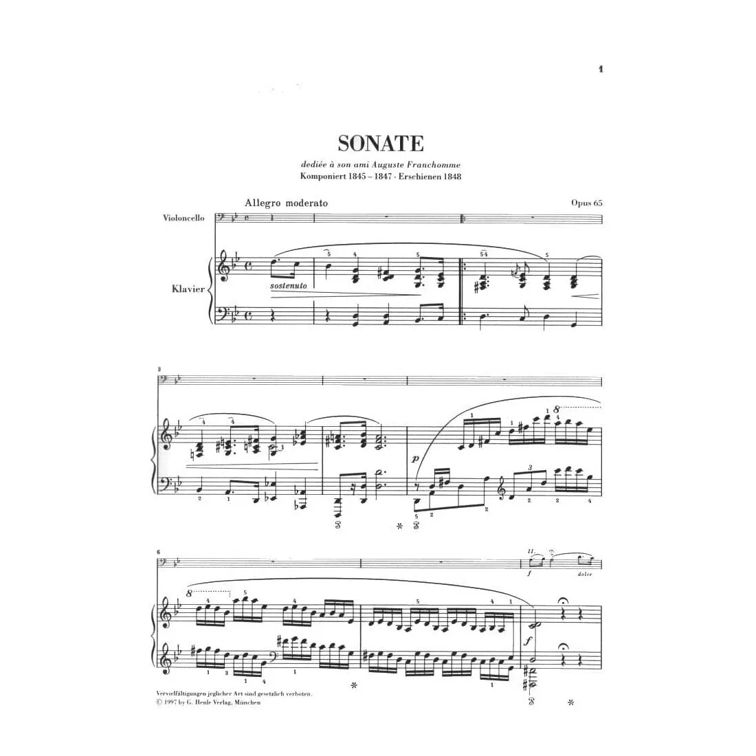 Henle Chopin Cellosonate g-Moll op. 65 Noten Cello Klavier Urtext
