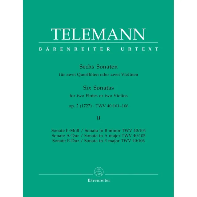 Shar Music Telemann Sechs Sonaten Op.2 Bd.2 Noten Urtext