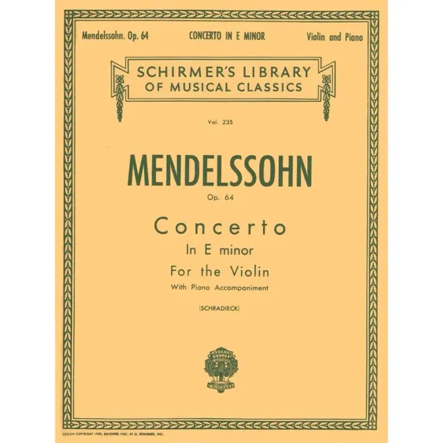 G. Schirmer Mendelssohn Konzert e-moll op. 64 Noten Violine Klavier