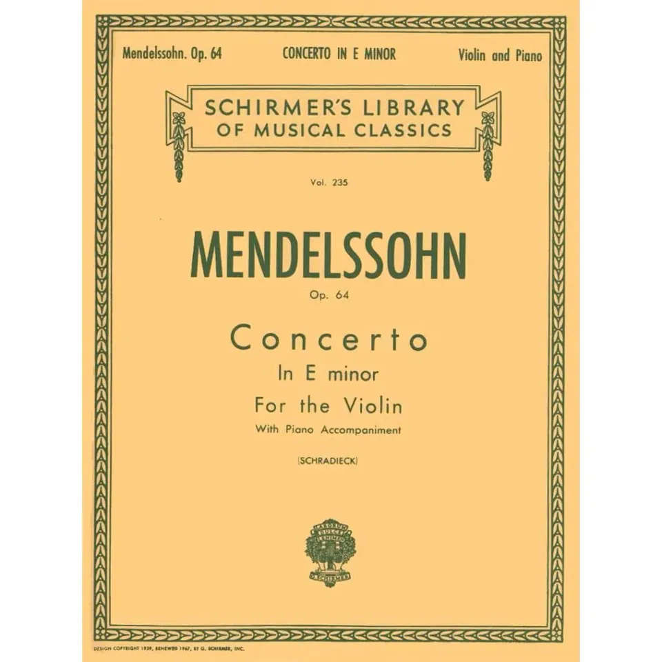G. Schirmer Mendelssohn Konzert e-moll op. 64 Noten Violine Klavier