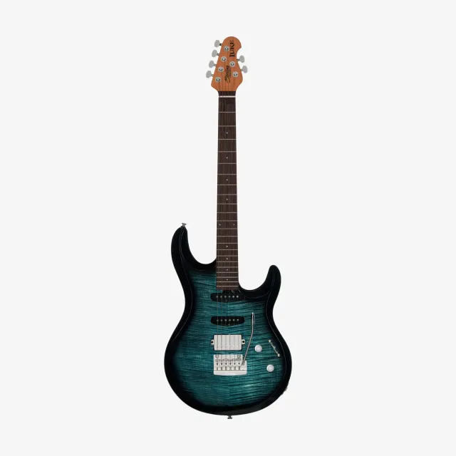 Sterling Luke HSS E-Gitarre Yucatan Blue Flamed Maple
