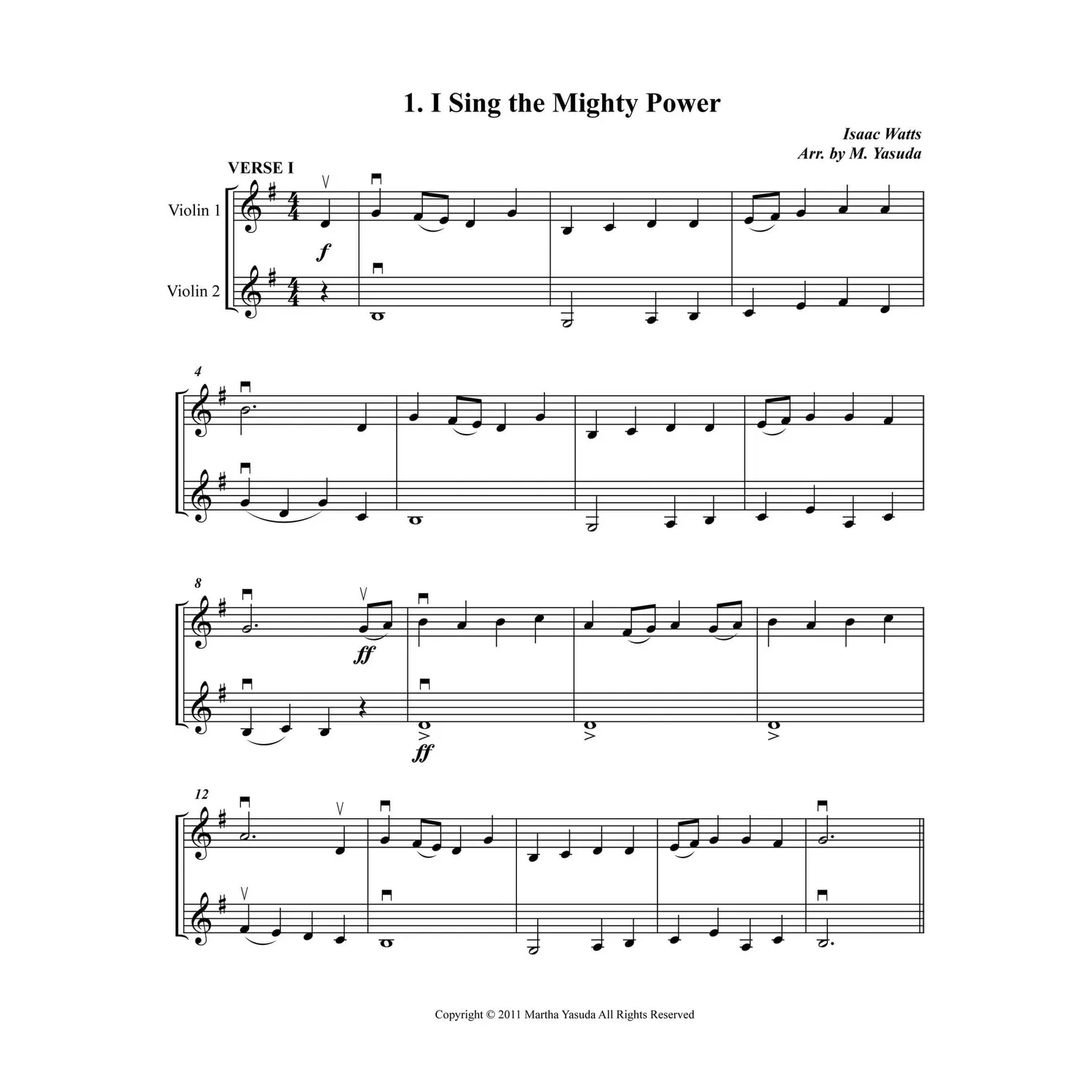 Yasuda Hymn Melodies Vol I Violinduette Download 1. Lage