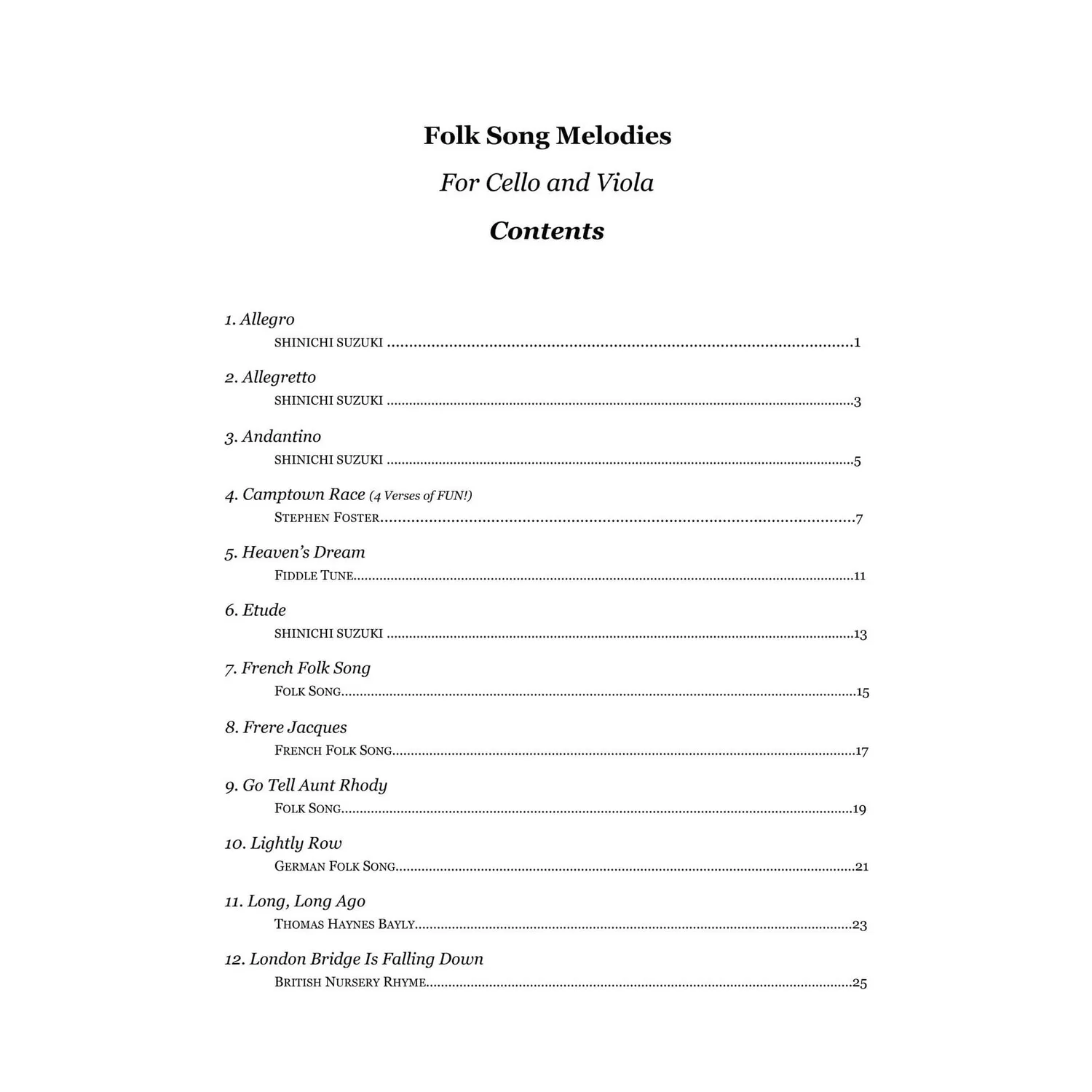 Yasuda Folk Song Melodies Cello Viola Noten Download Cello-Melodie