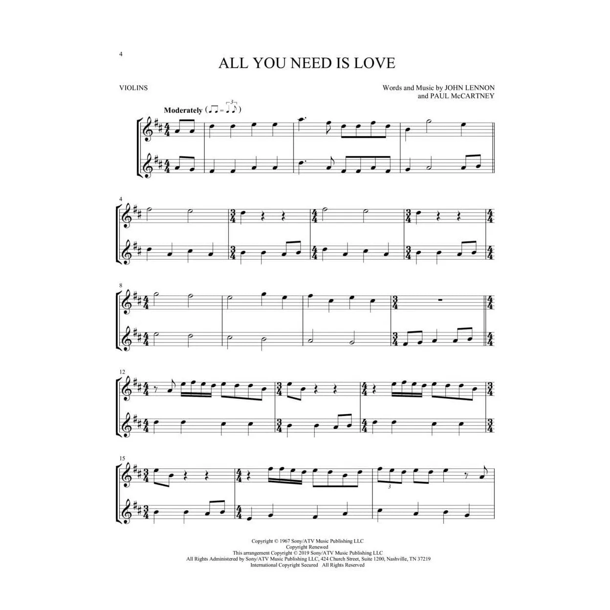 Hal Leonard Beatles for Two Violinen-Duette 23 Hits