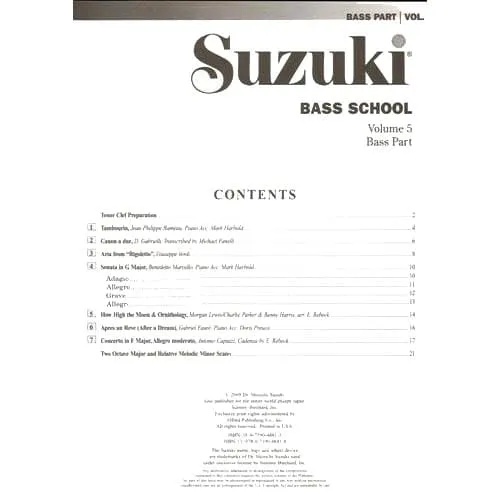 Suzuki Bass School Volume 5 Noten Kontrabass